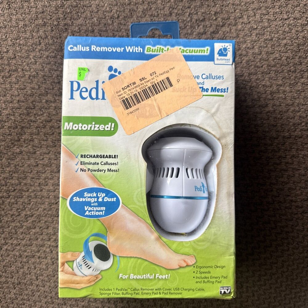 PediVac Rechargeable Electric Foot File-Callus Remover for Feet, Built-in Vacuum